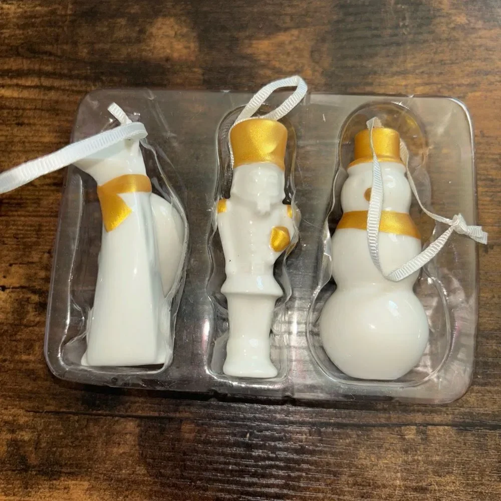 STARBUCKS 2012 Christmas Tree Ornaments Set Fox,Snowman, Nutcracker NIB